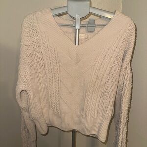 Altar'd State V-Neck Chenille Cable Knit Sweater